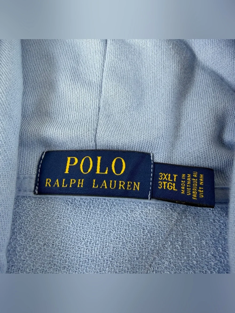 Polo Ralph Lauren Light Blue Full Zip Hoodie Mens 3XLT Big & Tall Sweatshirt